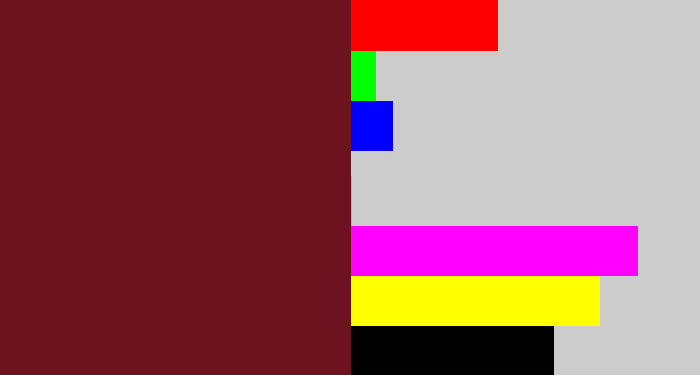 Hex color #6c131f - maroon