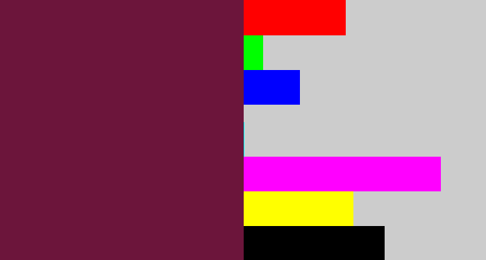 Hex color #6c153b - plum