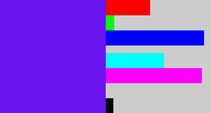 Hex color #6c15ee - purply blue