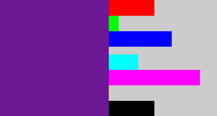 Hex color #6c1794 - purple