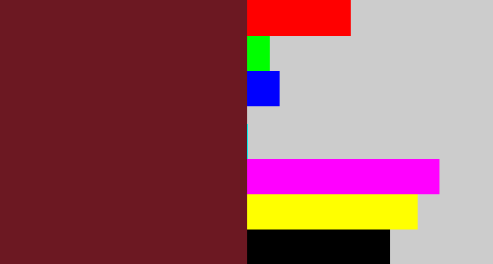 Hex color #6c1822 - maroon