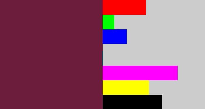 Hex color #6c1d3b - plum