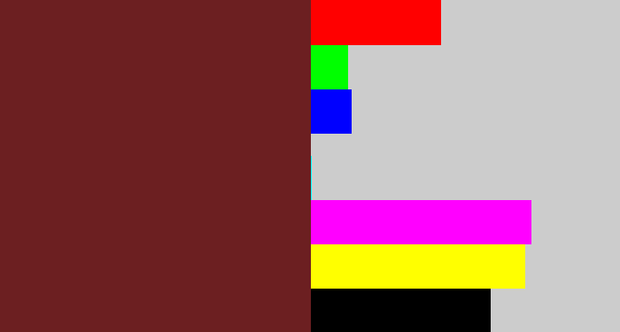 Hex color #6c1f21 - maroon