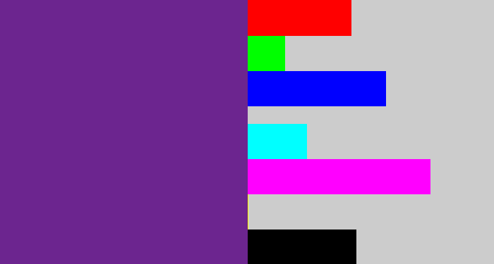 Hex color #6c258f - purple