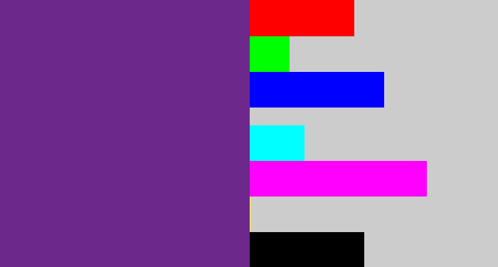 Hex color #6c288a - purple