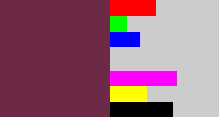 Hex color #6c2a47 - purple brown