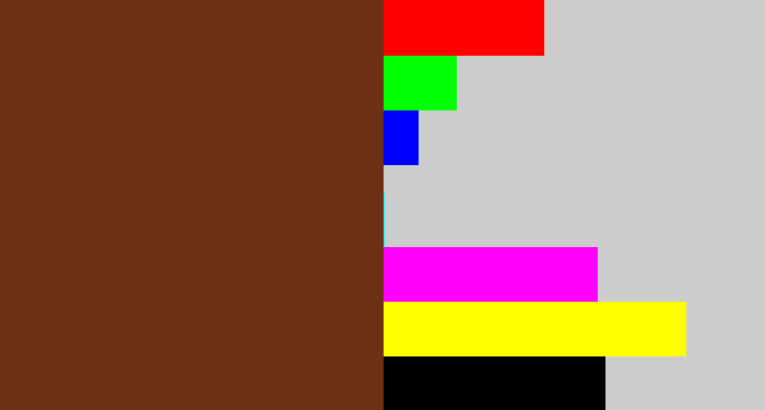 Hex color #6c3017 - reddish brown