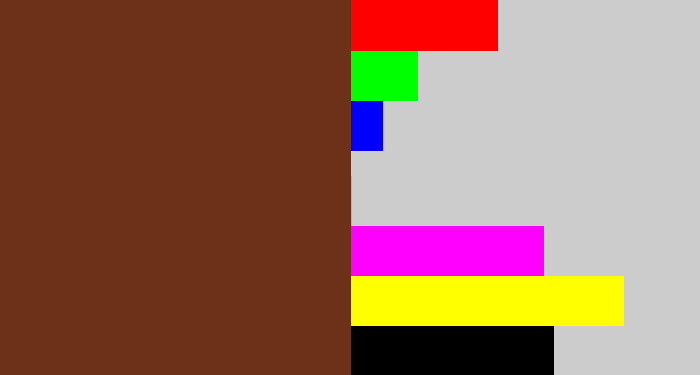Hex color #6c3118 - reddish brown