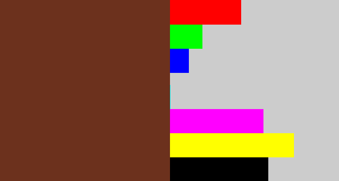 Hex color #6c311d - reddish brown