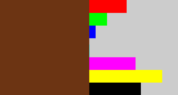 Hex color #6c3413 - brown