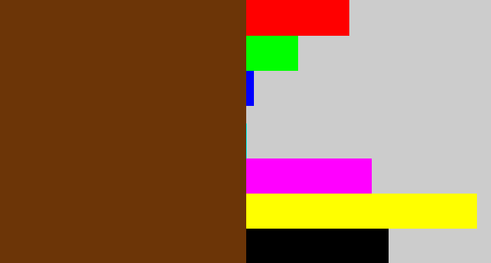 Hex color #6c3507 - brown