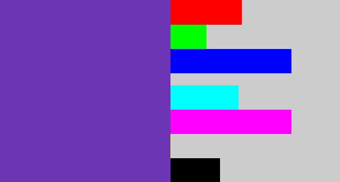 Hex color #6c35b4 - bluey purple