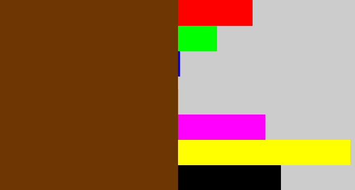Hex color #6c3703 - brown