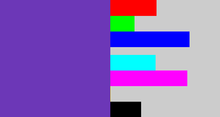 Hex color #6c37b7 - bluey purple