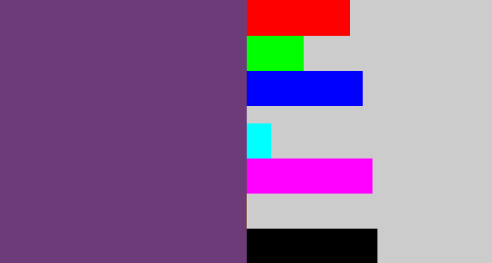 Hex color #6c3b78 - bruise