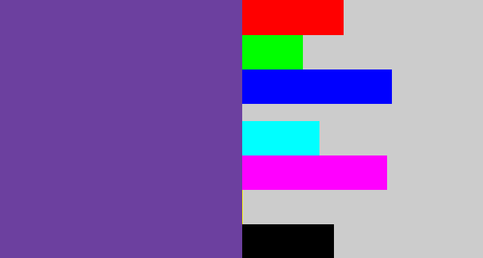Hex color #6c409f - purple