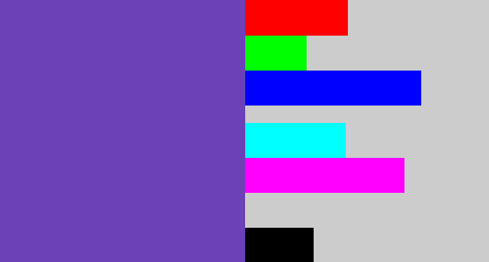 Hex color #6c40b7 - bluey purple