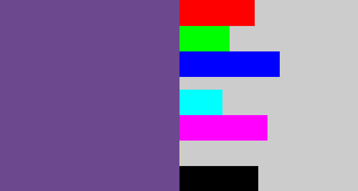 Hex color #6c488e - muted purple