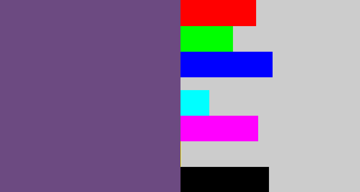 Hex color #6c4a81 - bruise
