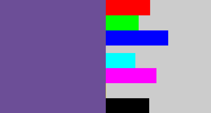 Hex color #6c4e97 - muted purple