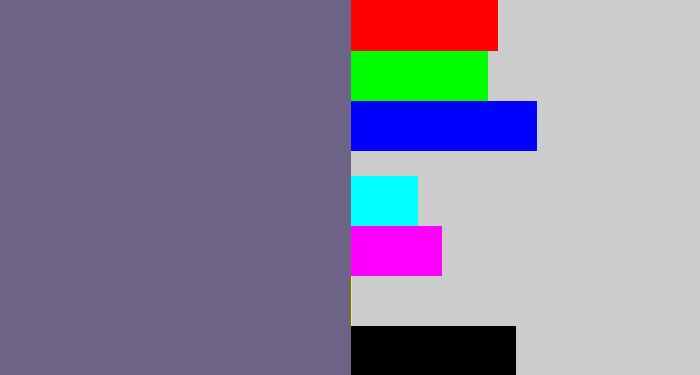 Hex color #6c6386 - purplish grey