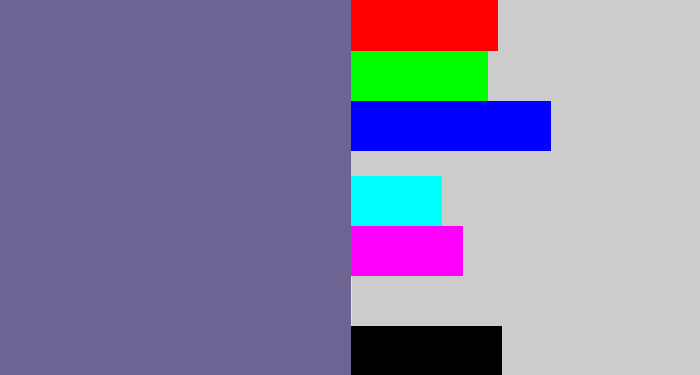 Hex color #6c6492 - purplish grey