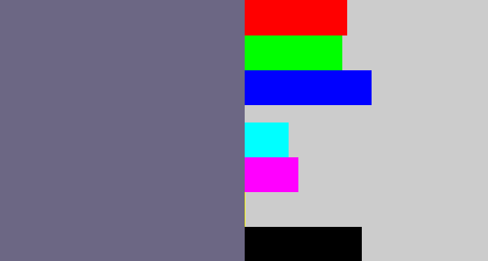 Hex color #6c6784 - purplish grey