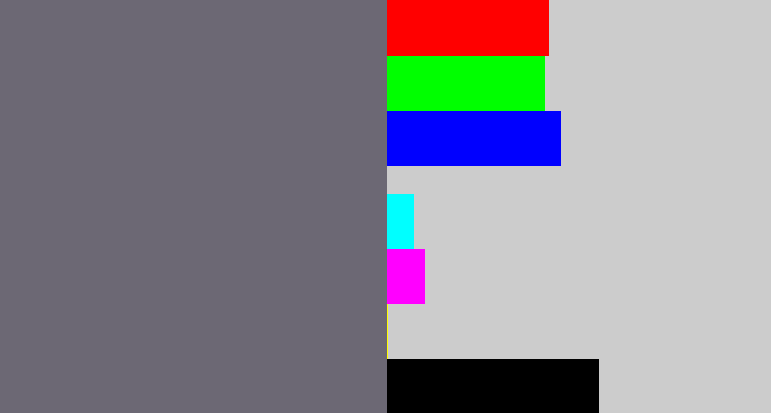 Hex color #6c6874 - purplish grey