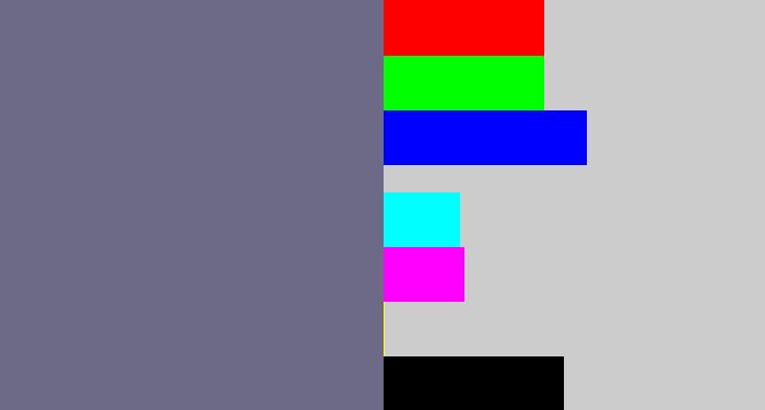 Hex color #6c6a87 - purplish grey