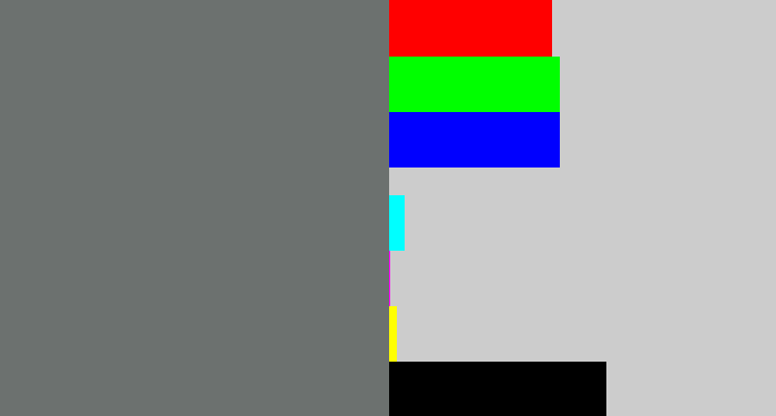 Hex color #6c716f - slate grey