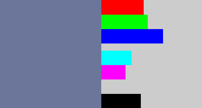 Hex color #6c769b - grey/blue