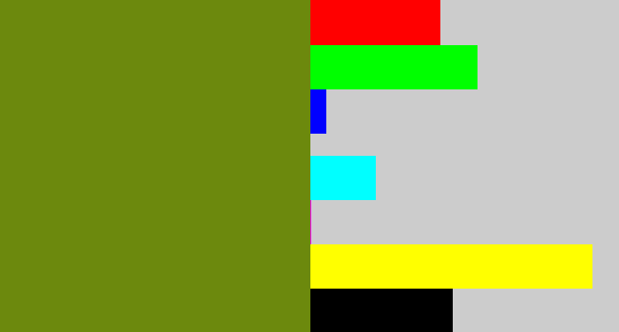Hex color #6c890d - dark yellow green