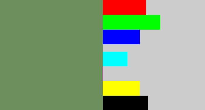 Hex color #6c8f5c - moss