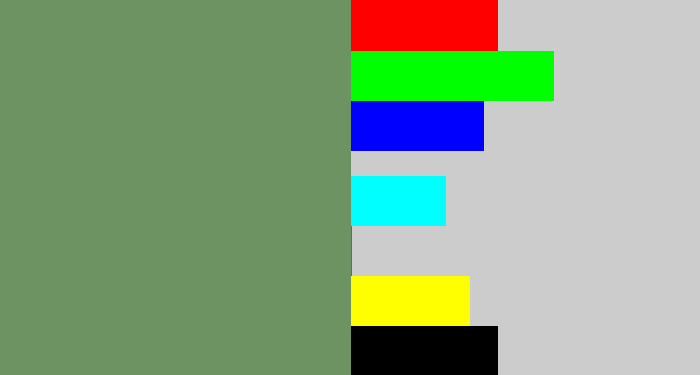 Hex color #6c9361 - moss