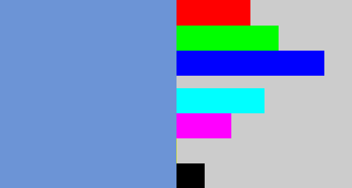 Hex color #6c94d6 - soft blue