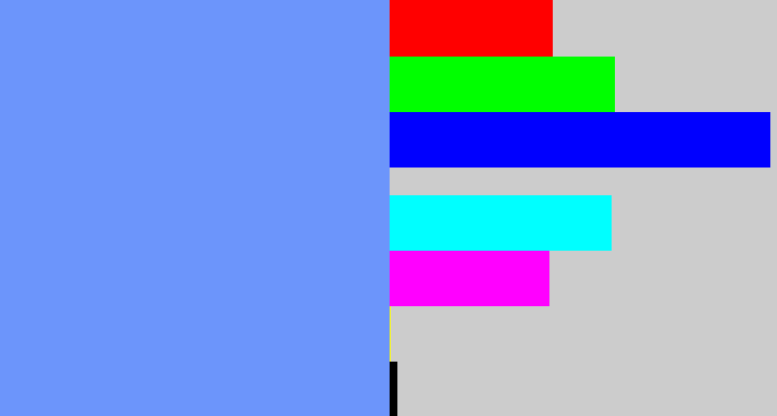 Hex color #6c95fb - soft blue
