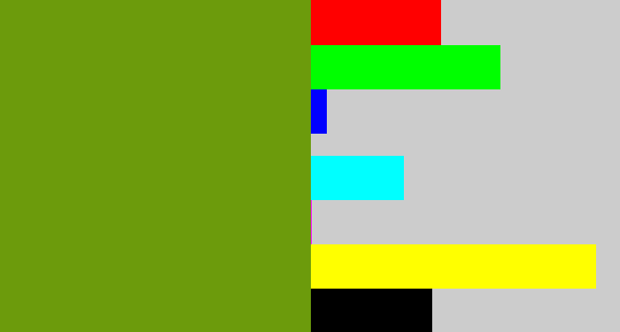 Hex color #6c9b0c - dark yellow green