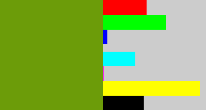 Hex color #6c9c09 - dark yellow green