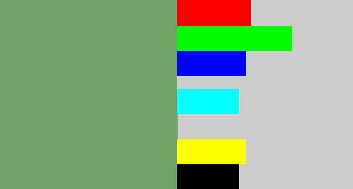 Hex color #6ca564 - dull green