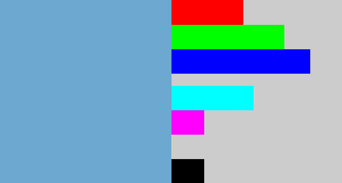 Hex color #6ca8cf - greyblue
