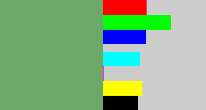 Hex color #6ca969 - dull green