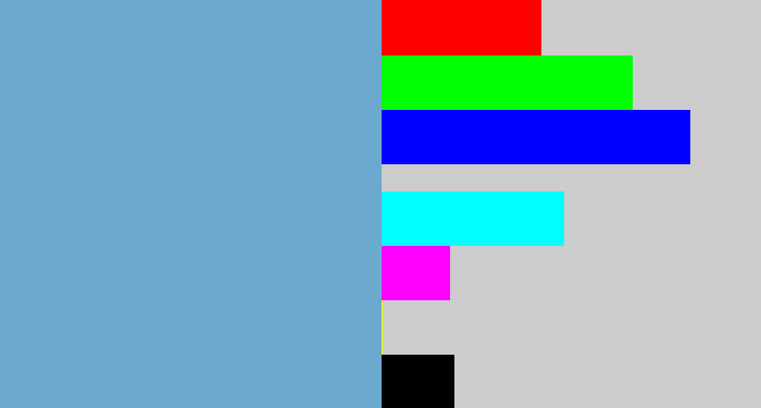 Hex color #6ca9cf - greyblue