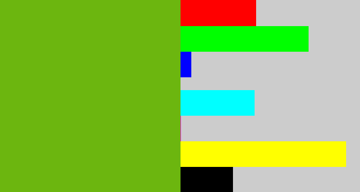 Hex color #6cb60f - frog green