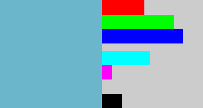 Hex color #6cb6cb - greyblue