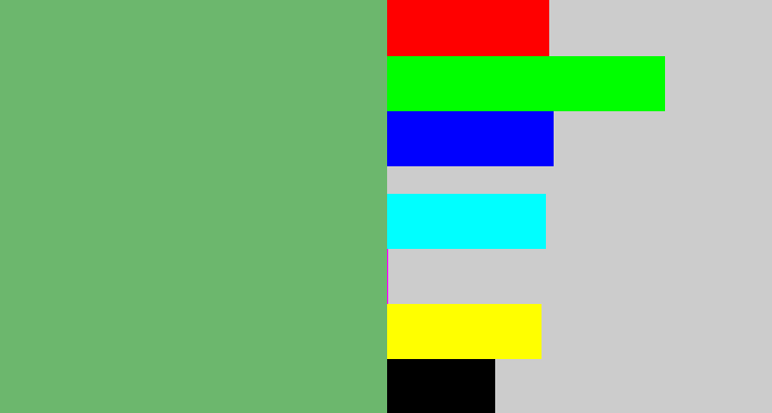 Hex color #6cb76d - boring green