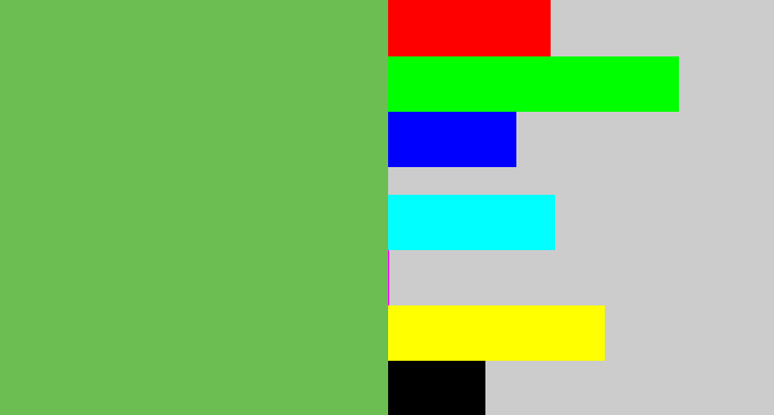 Hex color #6cbe53 - turtle green