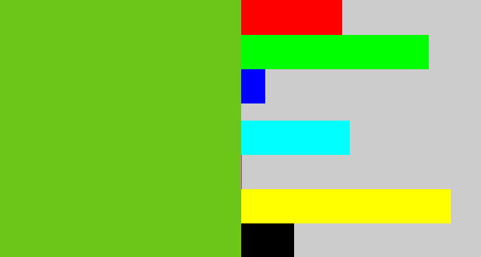 Hex color #6cc61a - apple green