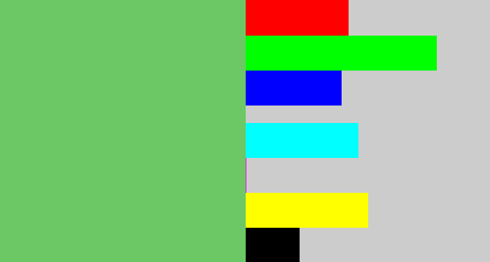 Hex color #6cc864 - soft green