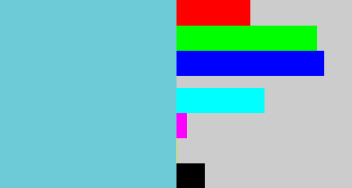 Hex color #6ccbd7 - lightblue
