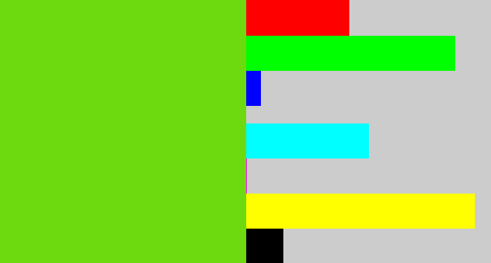 Hex color #6cda0f - green apple